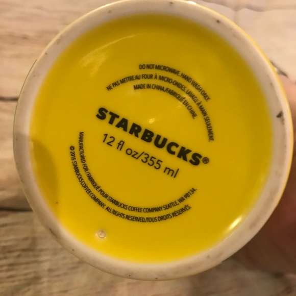 STARBUCKS Yellow Black Polka Dot Ceramic Tumbler - Picture 9 of 15